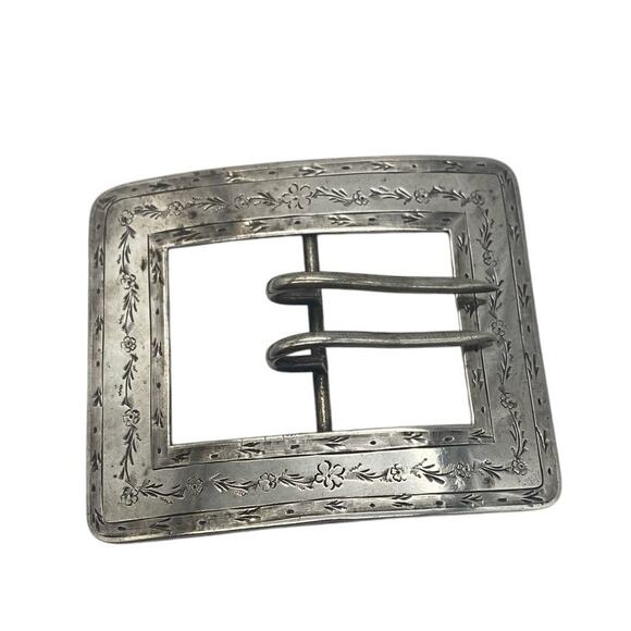 VTG Sterling Silver Victorian Belt Buckle Stamped‎ La Pierre floral Rare - Picture 3 of 4